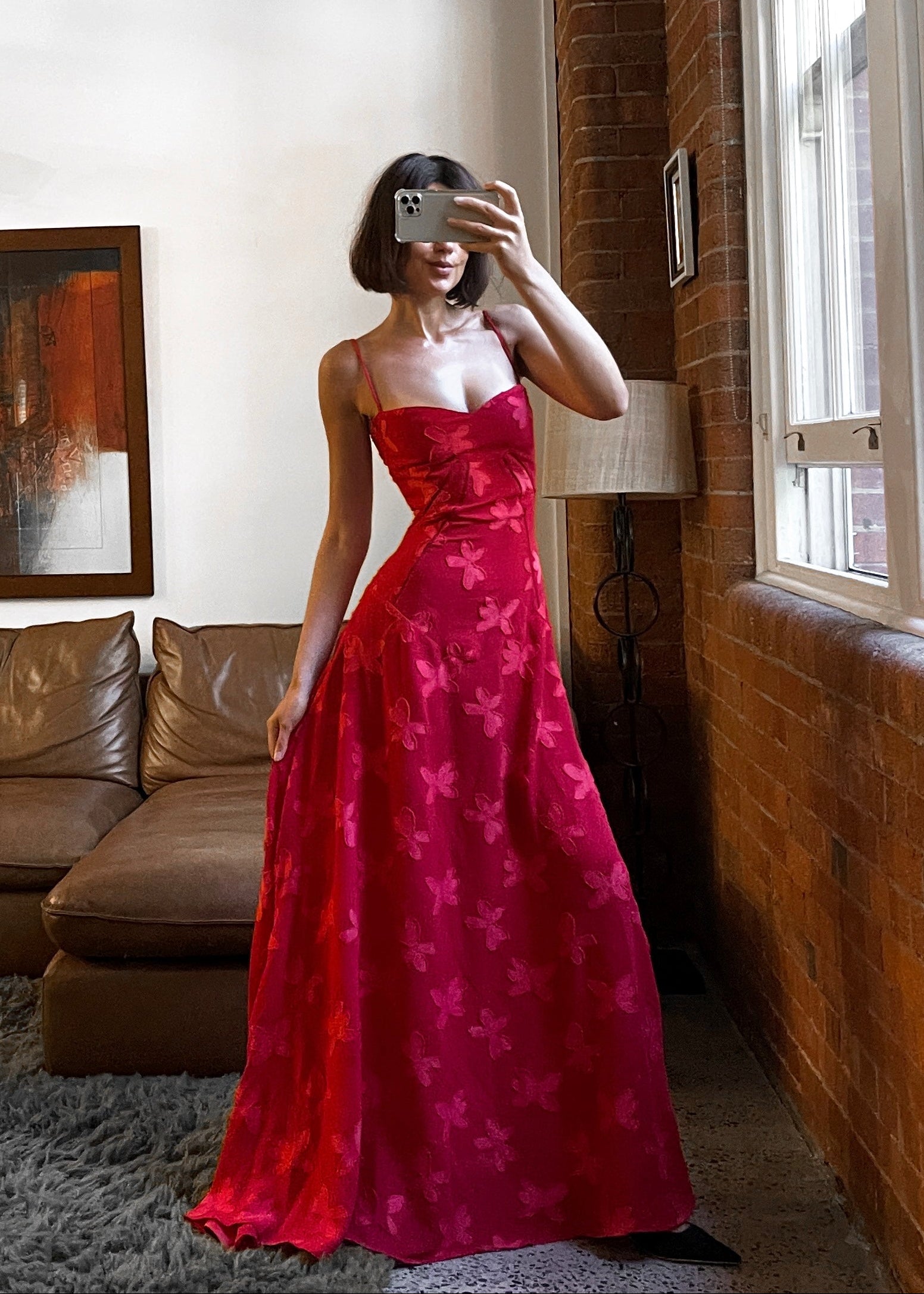 chilli red dress Gabriela Chili Silky Satin Dress