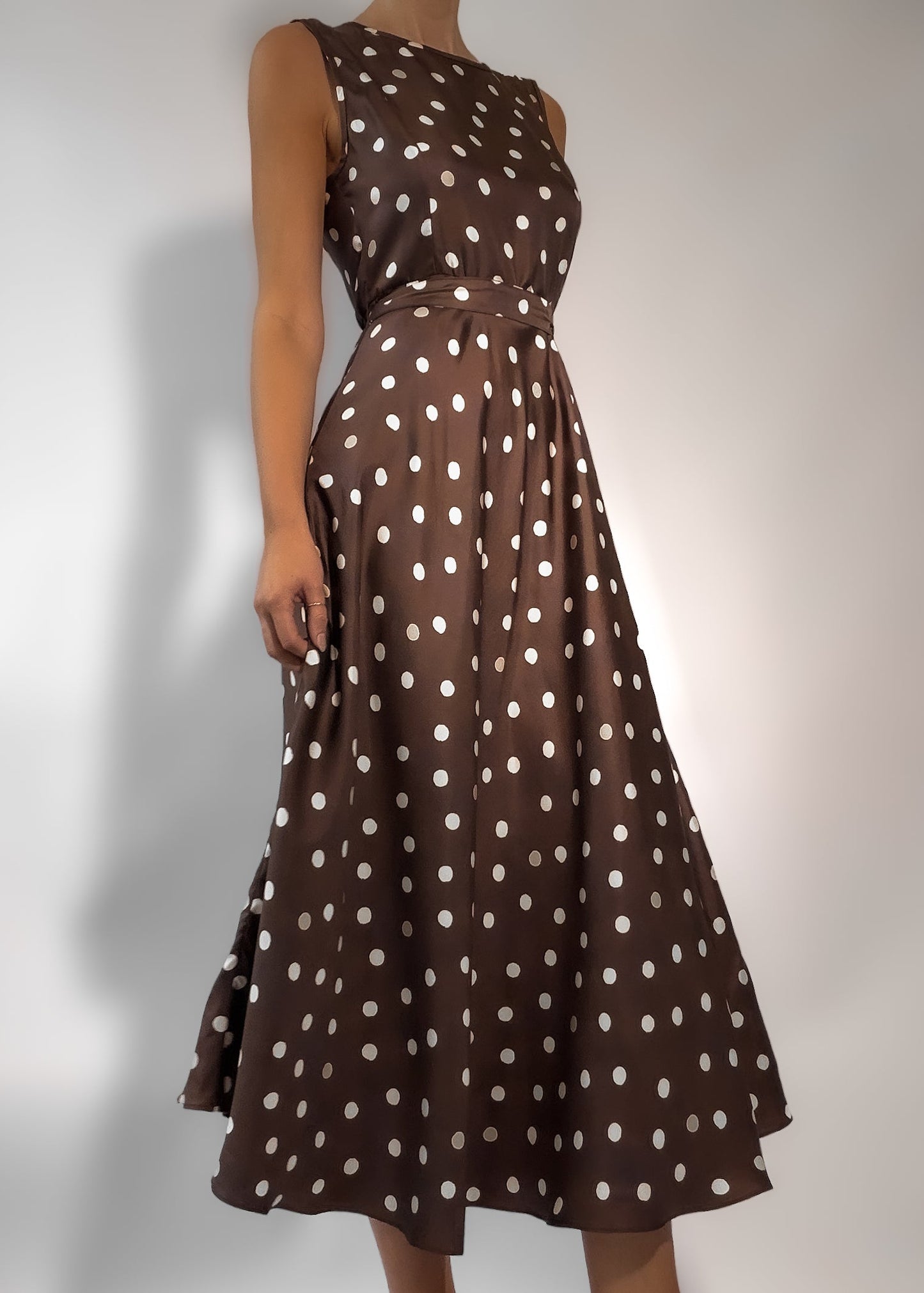 Polo Silk Dress Chocolate Polka Dot - PRE ORDER
