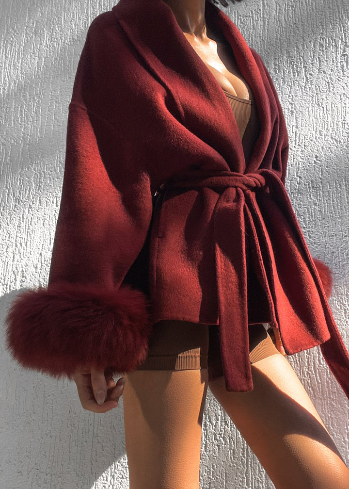 Natasha Wool Coat - Pinot Noir