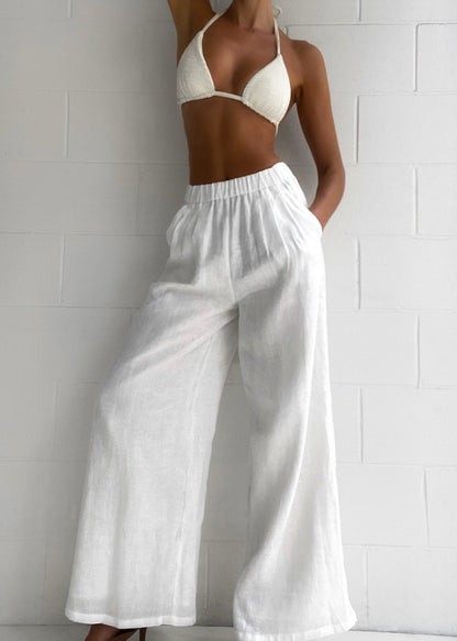 St Tropez Linen Pant - White