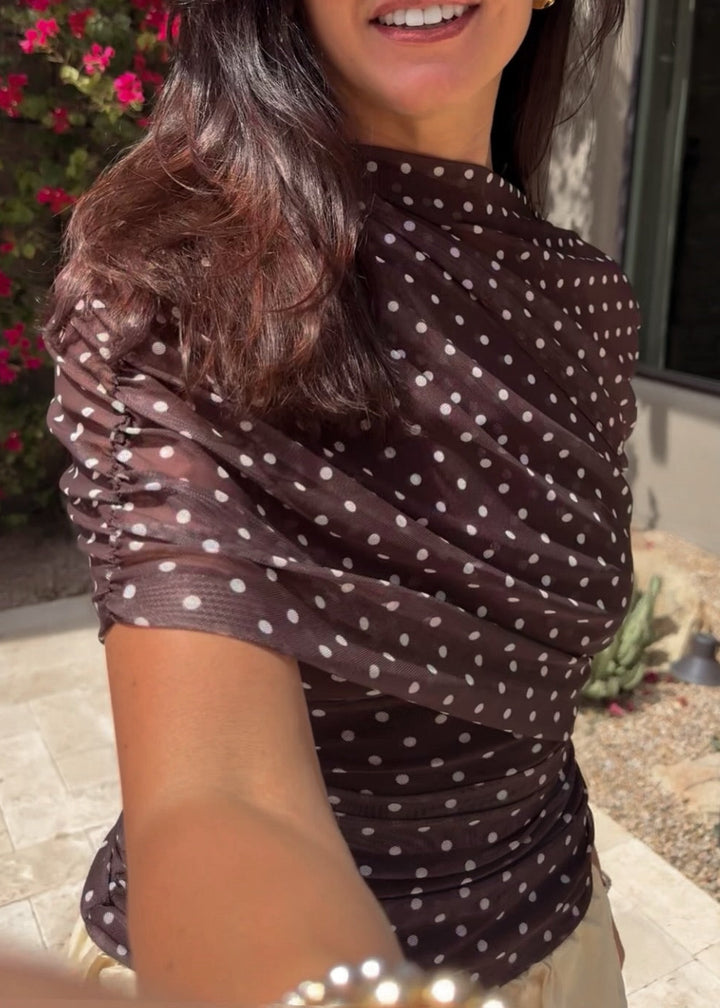 Kennedy Top - Mocha Polka Dot