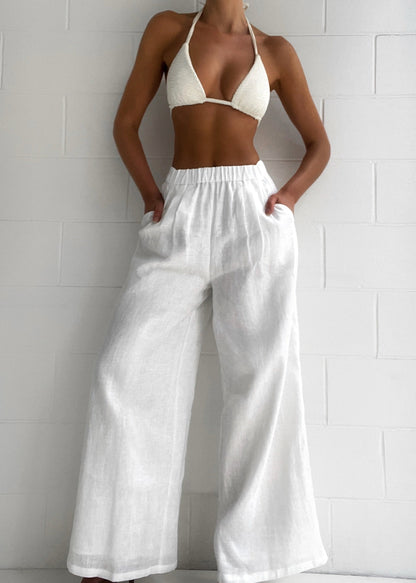 St Tropez Linen Pant - White