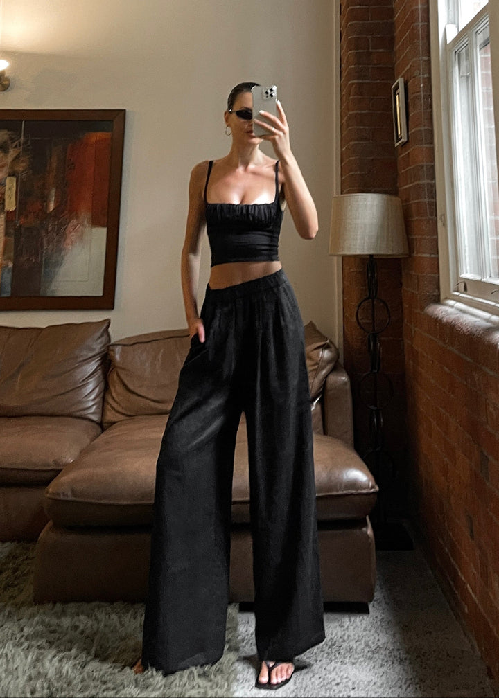 St Tropez Linen Pant - Black