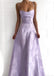 Marisela Floral Embroidered Satin Gown (Dusty Lavender)