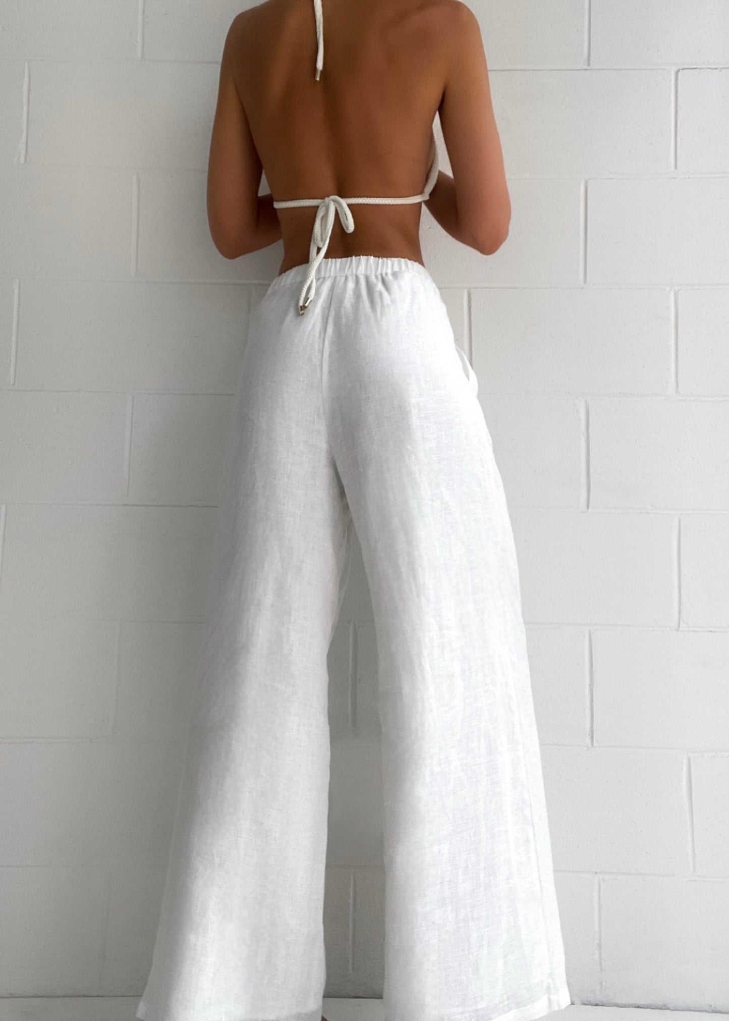 St Tropez Linen Pant - White