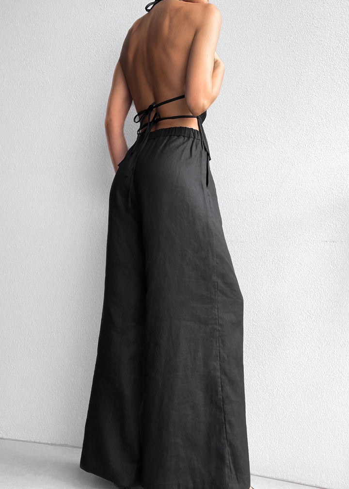 St Tropez Linen Pant - Black