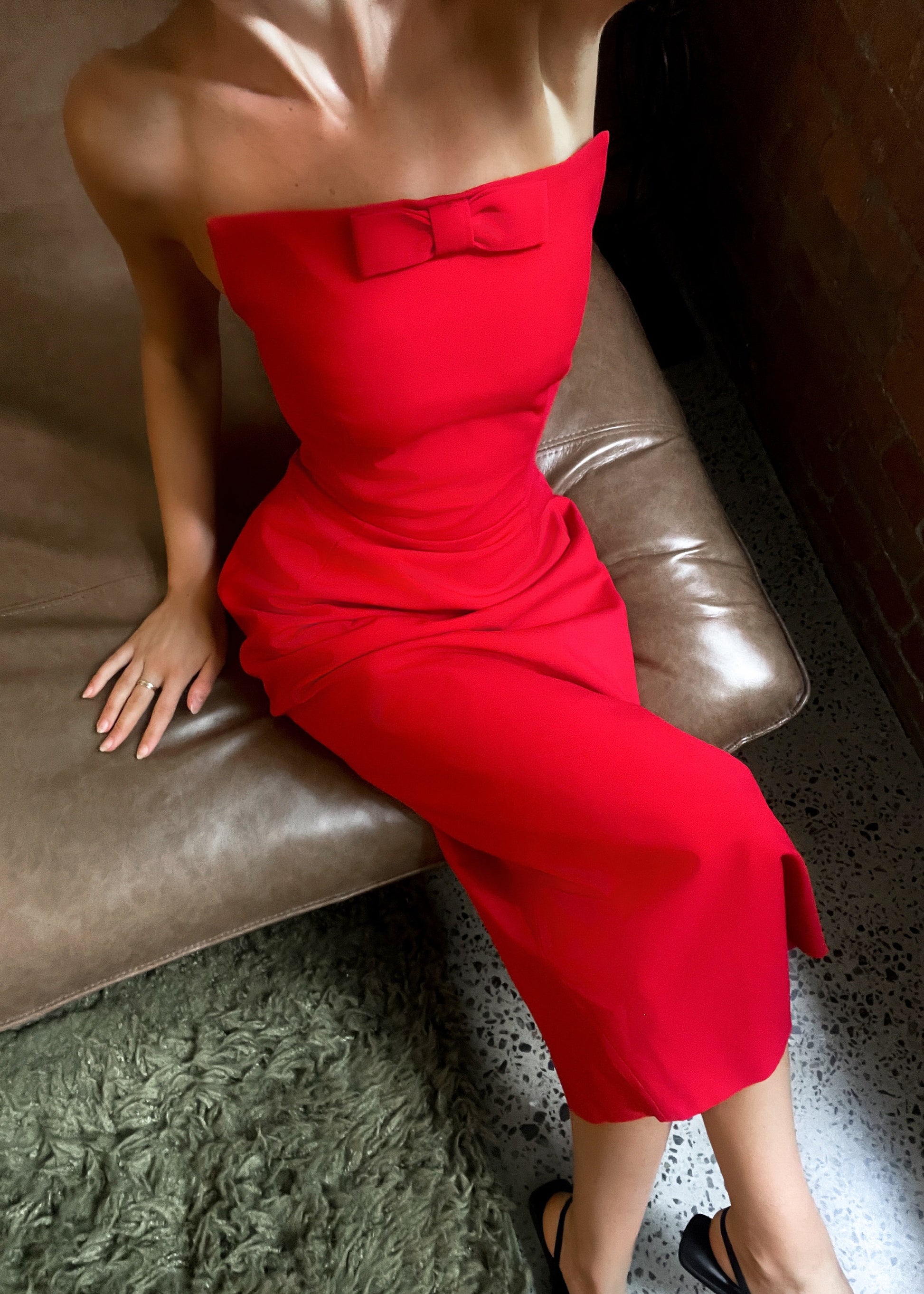 Marilyn Dress - Red | Strapless Blow S Curve Sculpt Cinch Midi Dress Yojani Boutique Marilyn Dress - Red | Strapless Blow S Curve Sculpt Cinch Midi Dress Yojani Boutique