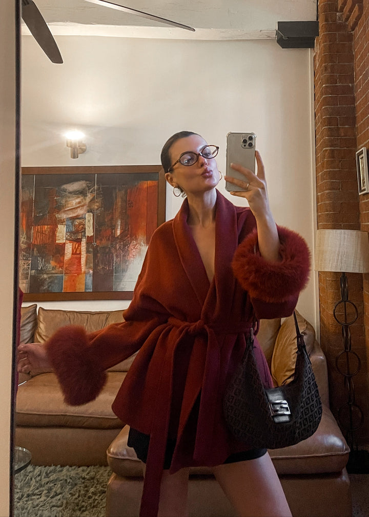 Natasha Wool Coat - Pinot Noir