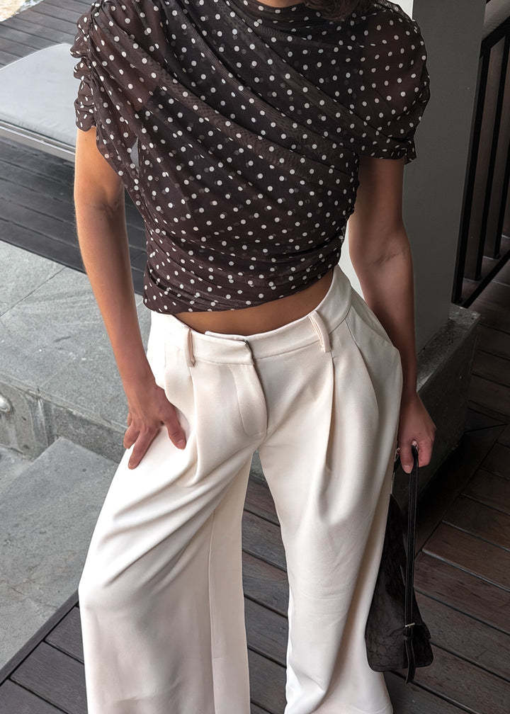 Kennedy Top - Mocha Polka Dot
