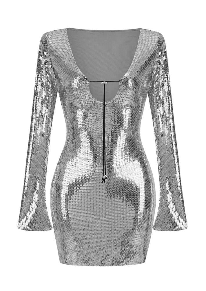 kaia glitter dress Ever-Pretty V-Neck Sequin Cap Sleeve Ruched Waist Formal Dress