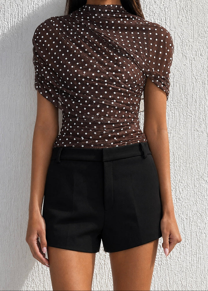 Kennedy Top - Mocha Polka Dot