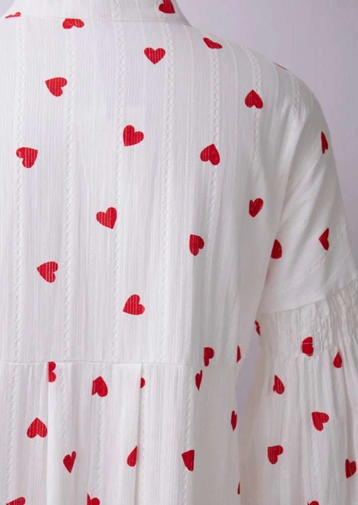 Ophelia Dress | Jacquard Cotton Hearts Dress – Yojani Boutique