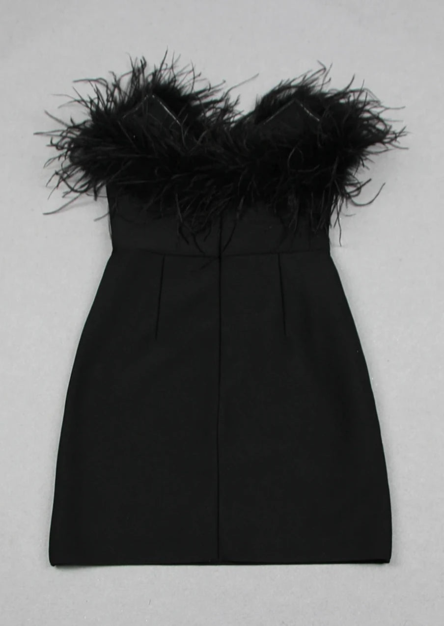 Alessandra Mini Dress - Black | Feather Strapless Mini Dress Black / M Alessandra Mini Dress - Black | Feather Strapless Mini Dress Black / M