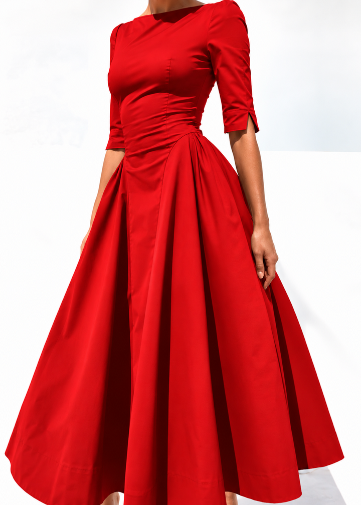 Jacqueline Sleeved Dress Red - PRE ORDER