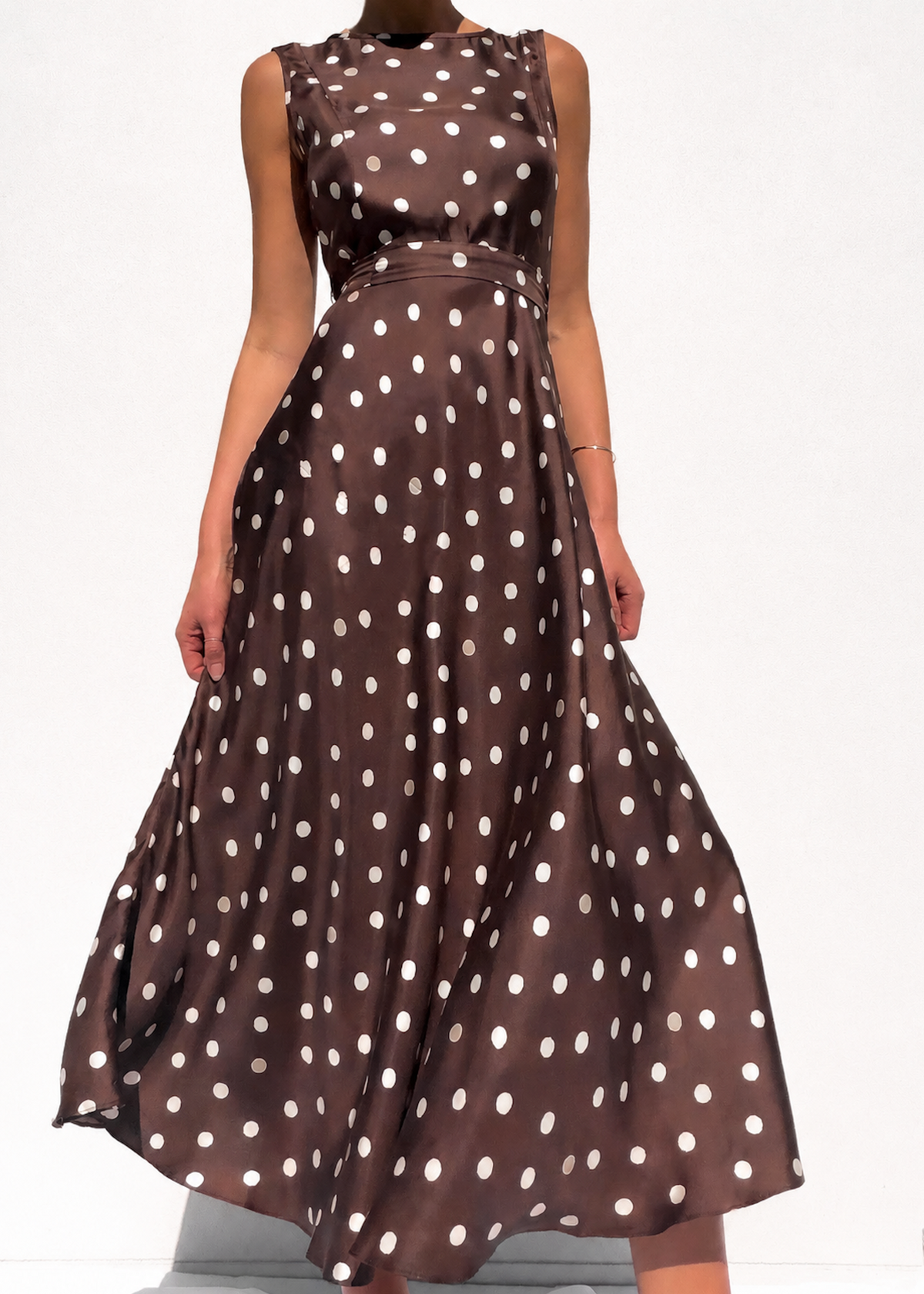 brown polka dot silk dress Polo - Chocolate Size:Child Intermediate Cabana Life Women's Navy girls clothing Halter 5% Elastane) Worn length