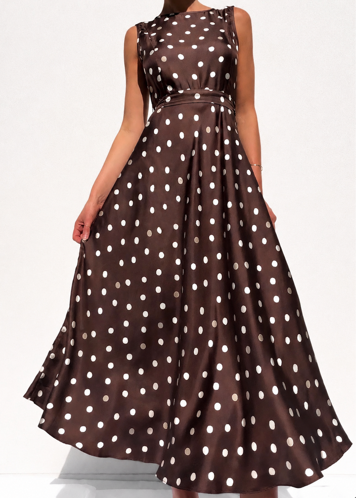 Polo Silk Dress - Chocolate Polka Dot