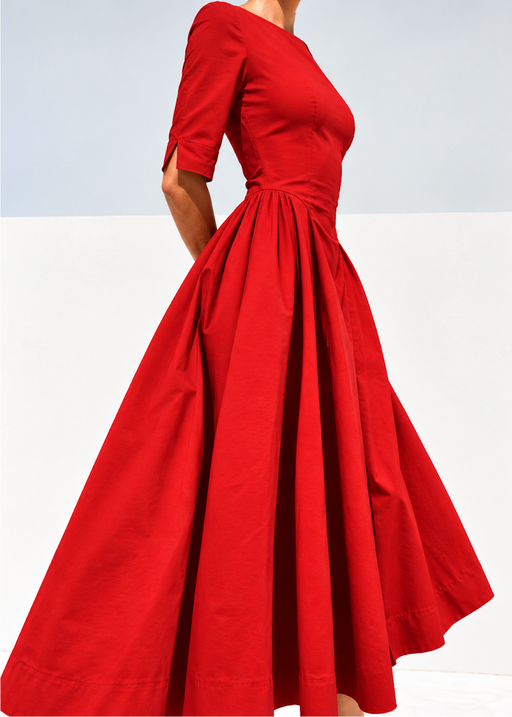 Jacqueline Sleeved Dress Red - PRE ORDER