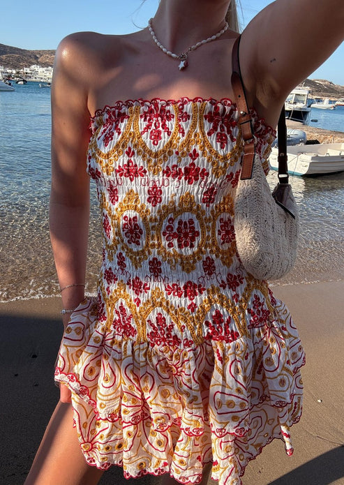 Amalfi Dress in Olive Yellow main image 1